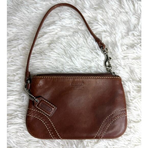 y2k COACH Leatherware Brown Wristlet - Picture 1 of 8